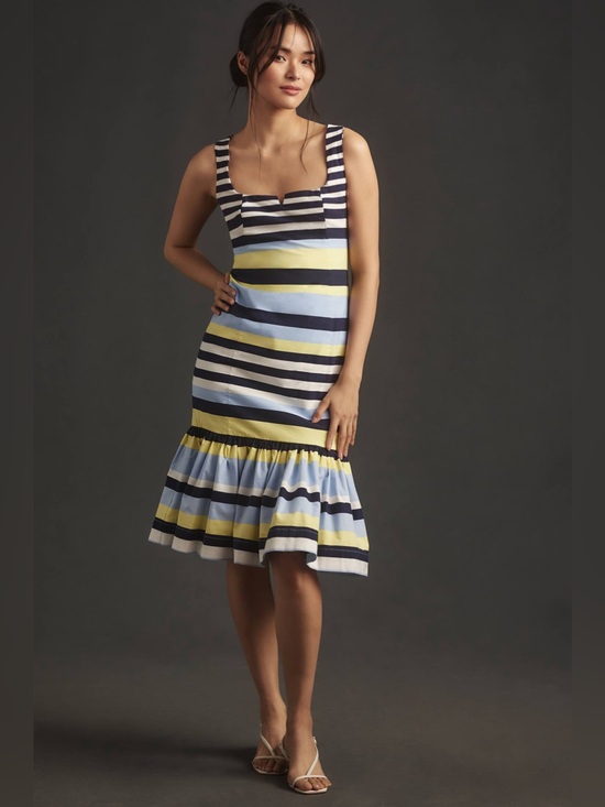 Dresses & Skirts - NWT Maeve by Anthropologie Fluted Square-Neck Sleeveless Midi Dress